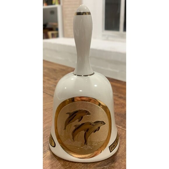 Vintage Chokin Art Bell With 24kt Gold Rim & Dolphin Design - Picture 1 of 5